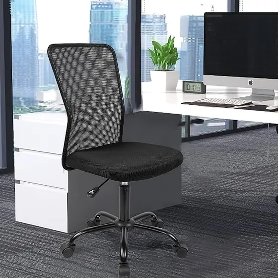 T-LoVendo compacta sin brazos, silla de escritorio de color negro - con respaldo de malla transpirable — imagen 2 de 6