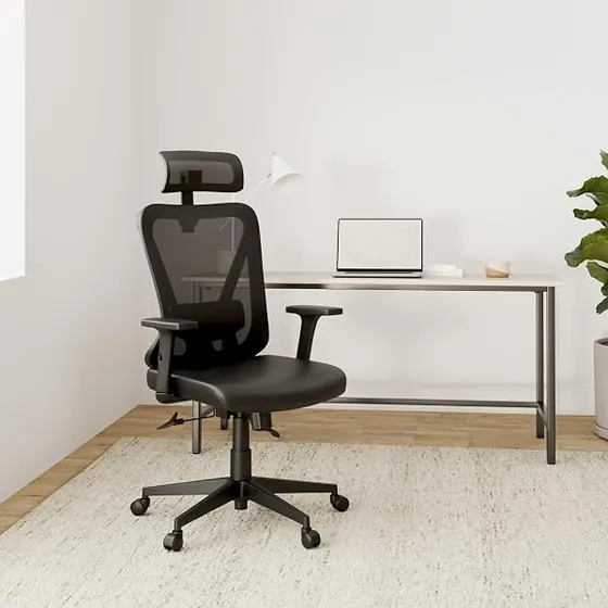 Yaheetech de respaldo bloqueable, silla de escritorio de color negro con respaldo de malla transpirable — imagen 2 de 6
