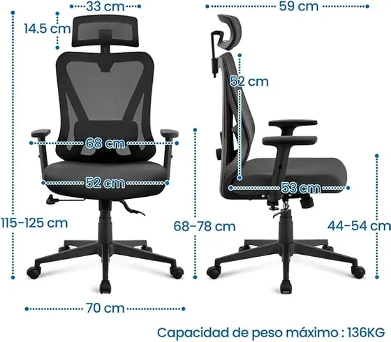 Yaheetech de respaldo bloqueable, silla de escritorio de color negro con respaldo de malla transpirable — imagen 3 de 6