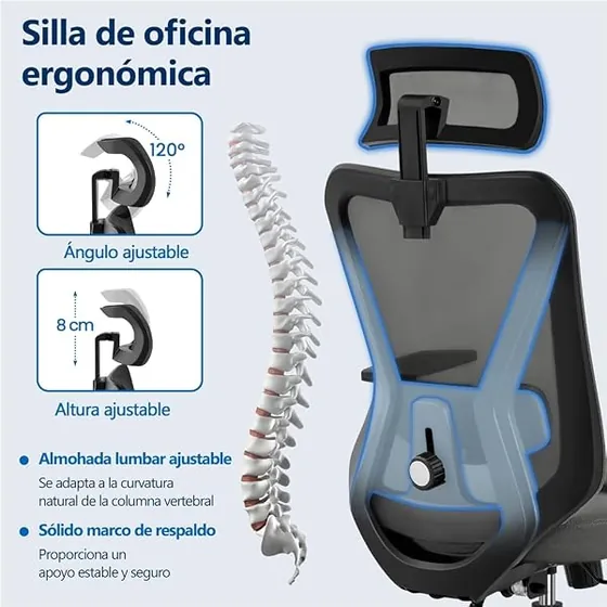 Yaheetech de respaldo bloqueable, silla de escritorio de color negro con respaldo de malla transpirable — imagen 5 de 6
