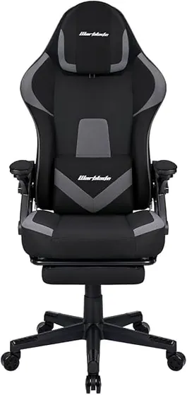 T-LoVendo gamer de tela antimanchas, silla de escritorio de color negro/gris con respaldo de acolchado tapizado — imagen 6 de 6