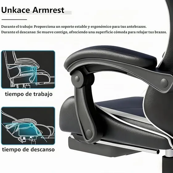 VitaForge compacta de PU, silla de escritorio de color negro puro con respaldo de piel sintetica — imagen 6 de 6