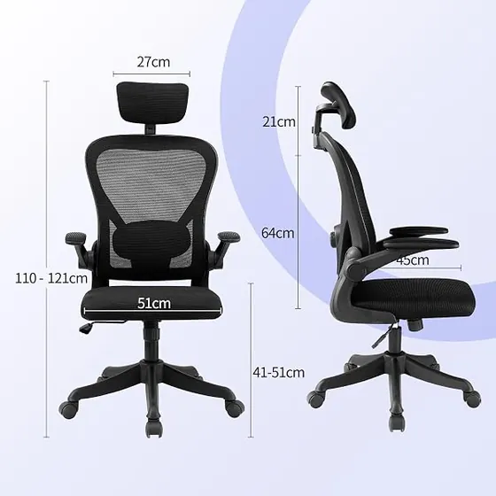 SOSINYA de marco en Y, silla de escritorio de color negro con respaldo de malla transpirable — imagen 2 de 6