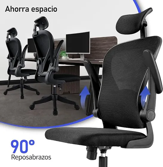 SOSINYA de marco en Y, silla de escritorio de color negro con respaldo de malla transpirable — imagen 4 de 6