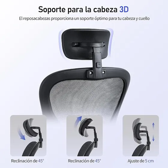 SOSINYA de marco en Y, silla de escritorio de color negro con respaldo de malla transpirable — imagen 6 de 6