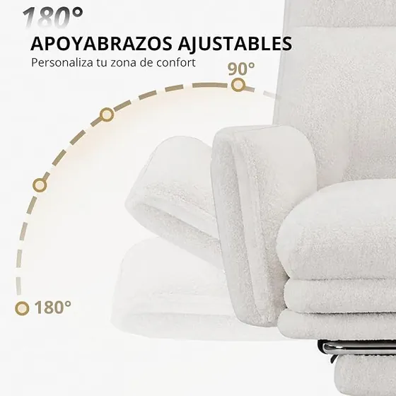 Submi grande con reposapiés, silla de escritorio de color beige con respaldo de acolchado tapizado — imagen 4 de 6