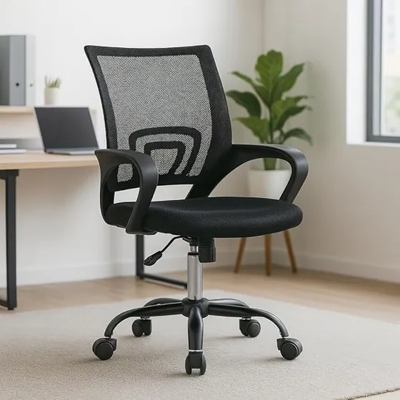 SHIITO Aitana, silla de escritorio de color negro con respaldo de malla transpirable — imagen 2 de 6