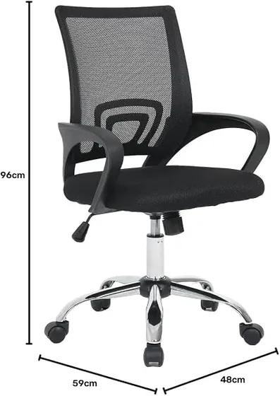 SHIITO Aitana, silla de escritorio de color negro con respaldo de malla transpirable — imagen 3 de 6