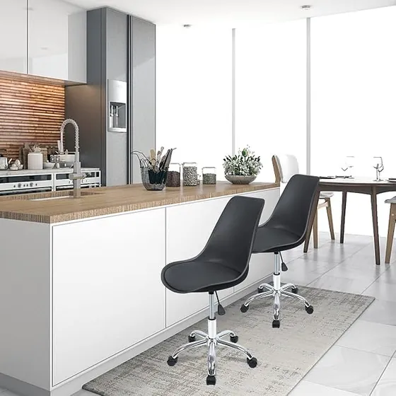T-LoVendo sin brazos minimalista, silla de escritorio de color negro con respaldo de acolchado tapizado — imagen 2 de 6