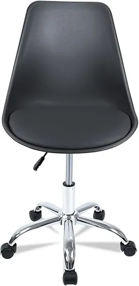 T-LoVendo sin brazos minimalista, silla de escritorio de color negro con respaldo de acolchado tapizado — imagen 4 de 6