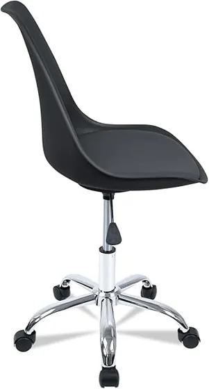 T-LoVendo sin brazos minimalista, silla de escritorio de color negro con respaldo de acolchado tapizado — imagen 5 de 6
