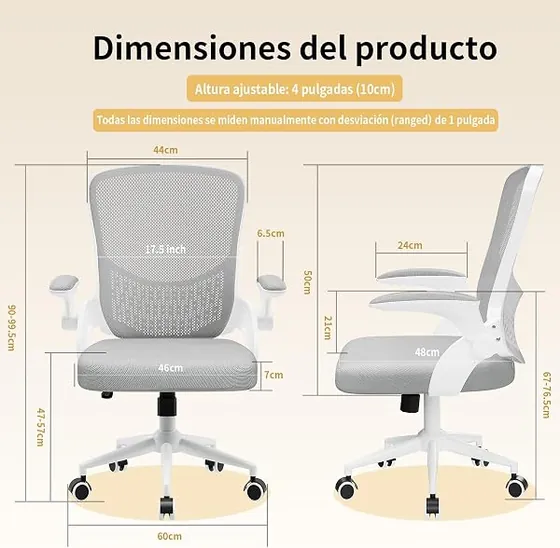 naspaluro de cojín firme, silla de escritorio de color gray con respaldo de acolchado tapizado — imagen 2 de 6