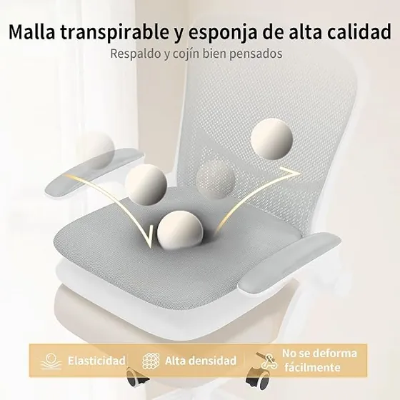 naspaluro de cojín firme, silla de escritorio de color gray con respaldo de acolchado tapizado — imagen 5 de 6