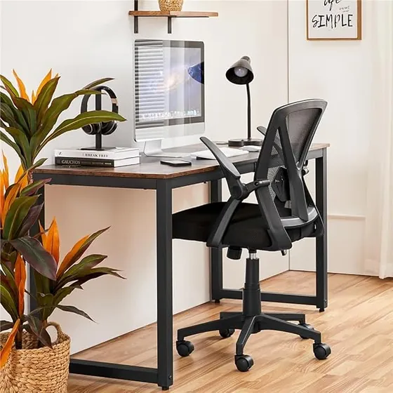 Yaheetech de respaldo fijo, silla de escritorio de color negro con respaldo de malla transpirable — imagen 4 de 6