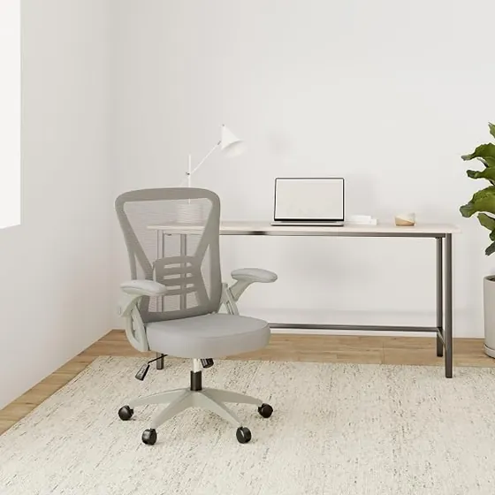 rattantree gris de malla, silla de escritorio de color gris con respaldo de malla transpirable — imagen 2 de 6