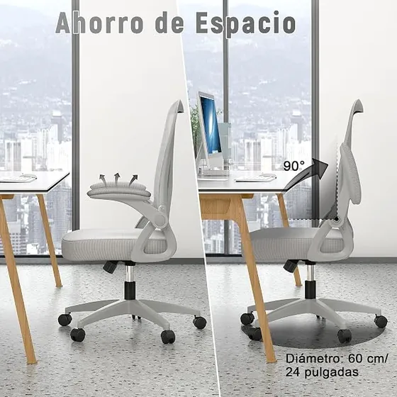 rattantree gris de malla, silla de escritorio de color gris con respaldo de malla transpirable — imagen 6 de 6
